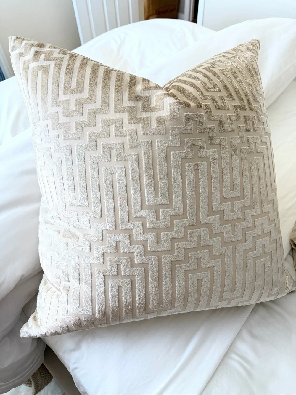 Z Gallerie Porter Pillow 24” Soft Gold Velvet Art Deco Pillow Cover